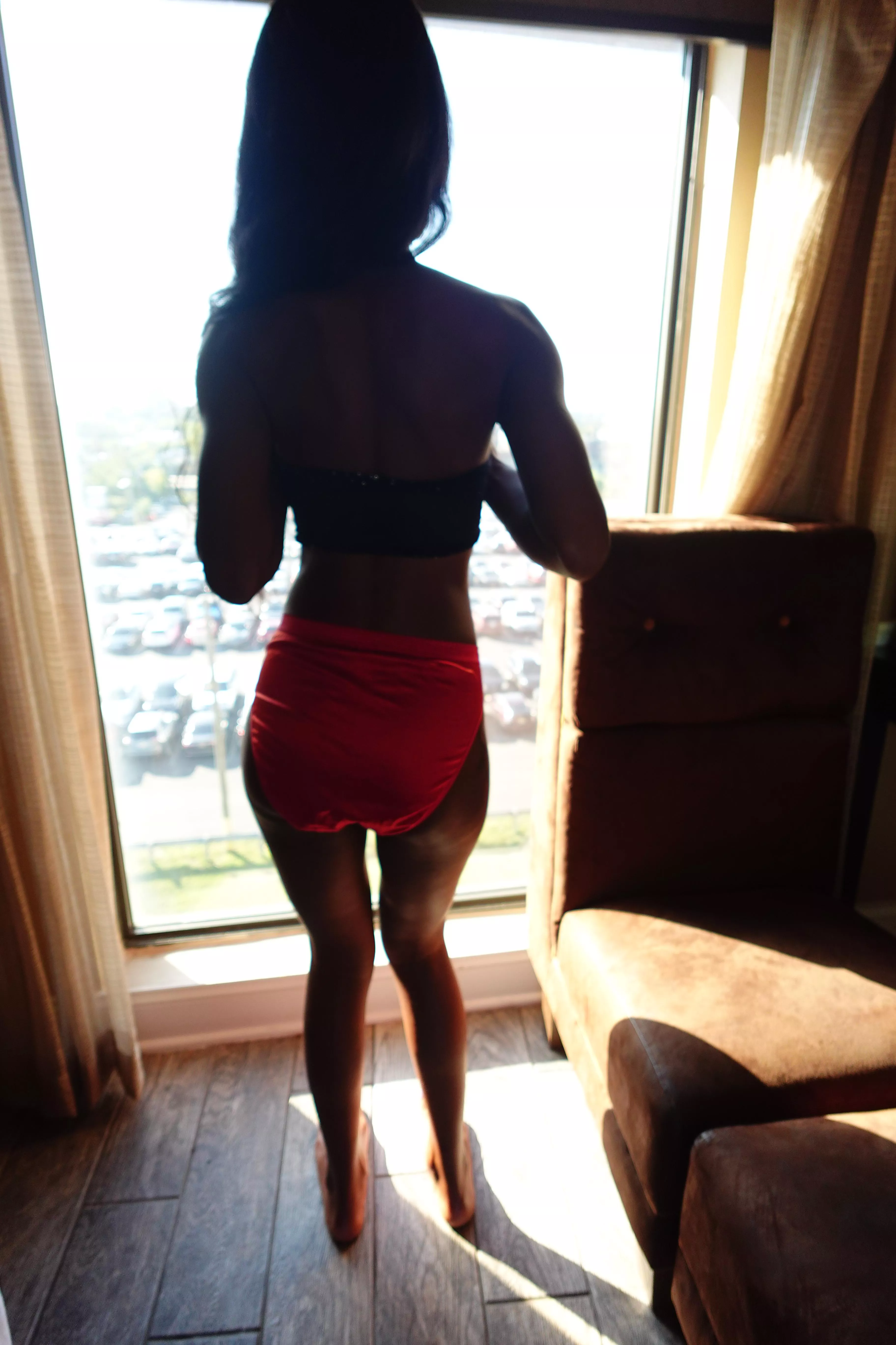 Yet Another angle of my RED VS Satin Hi Leg Brief Panties ❤🍎❤🍎🔴🔴🔴 posted by EbonyPantyPrincess