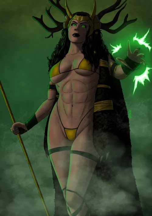 FANART: Jessica Nigri's recent (Lady Loki? Norse Goddess?) cosplay. Art by me. by RazanulHoque