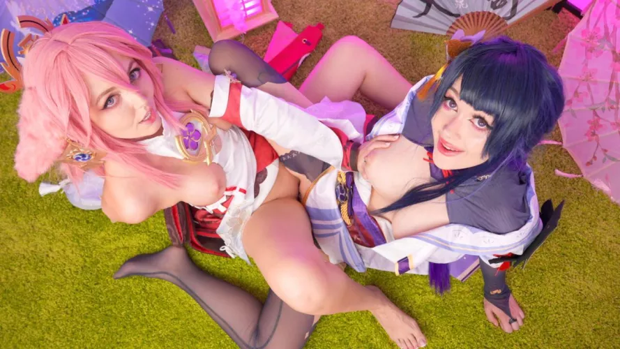 Raiden and Yae Miko (Purple Bitch and Sia Siberia) by im_purplebitch