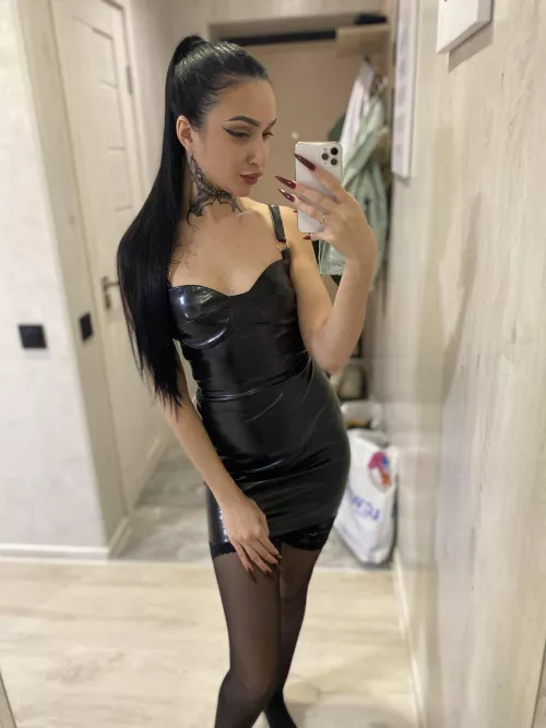 Tight leather dress by katrin-cherry56