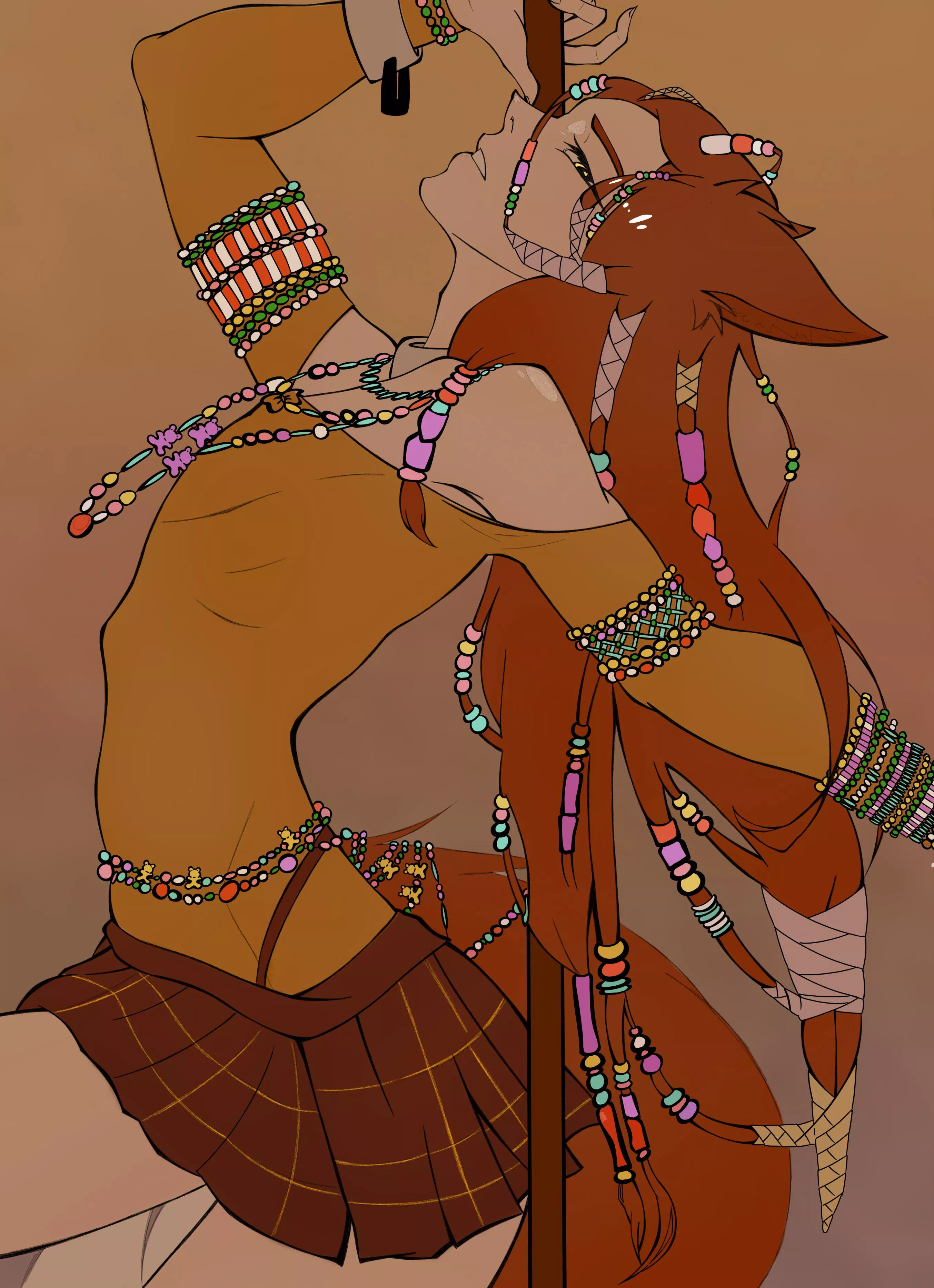 Dancing in raver kandi (art and character by me - AkKik) posted by AkKik-Maujaq