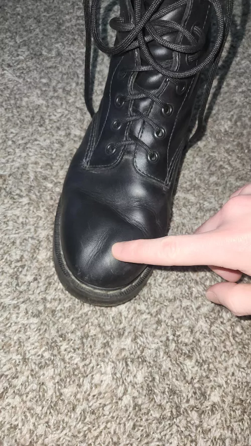 How do I fix this dent in my boot by SuckAllMyCocks2