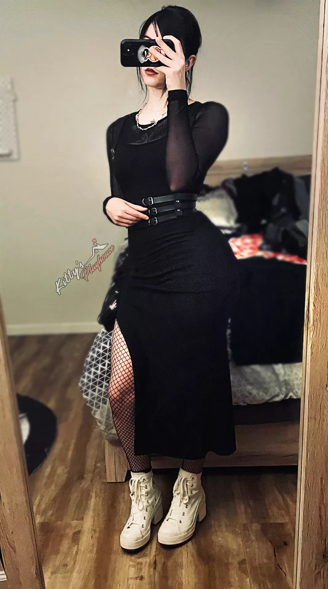 Just a lil goth kitten going out for the evening 🖤🖤🖤 posted by KittysPlayhousePH