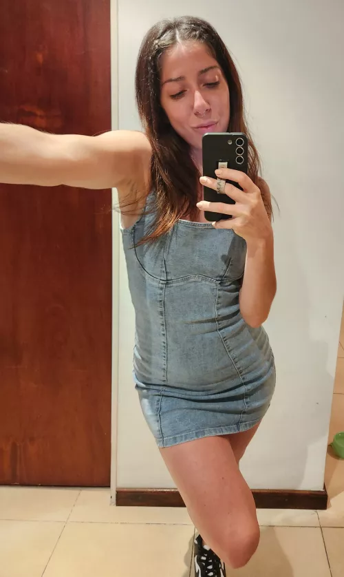 What do you think of my denim tight dress? by Volcanika_