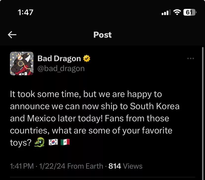 A huge win for those in South Korea and Mexico! 🥳 posted by necroskins