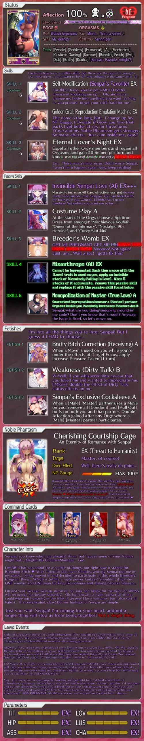 A Lewd Profile for BB! [FGO] [Fate] [Lewd Profile] [Game Mechanics] [Impregnation] [Hetero] [Male Viewer] by swirlin2048