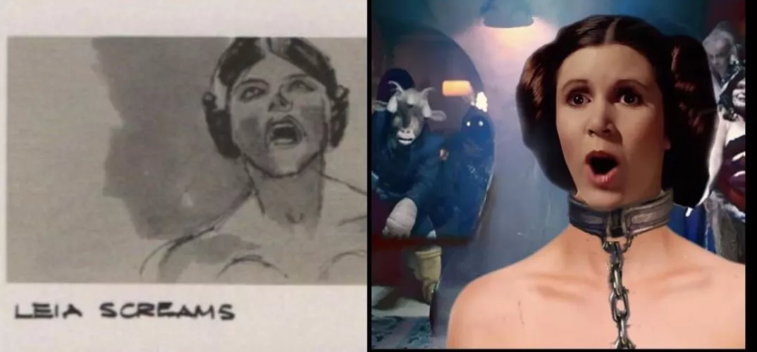 A naked Slave Leia is scared of Jabba (Storyboard by George Lucas and edit by me) by JabbaTheLover