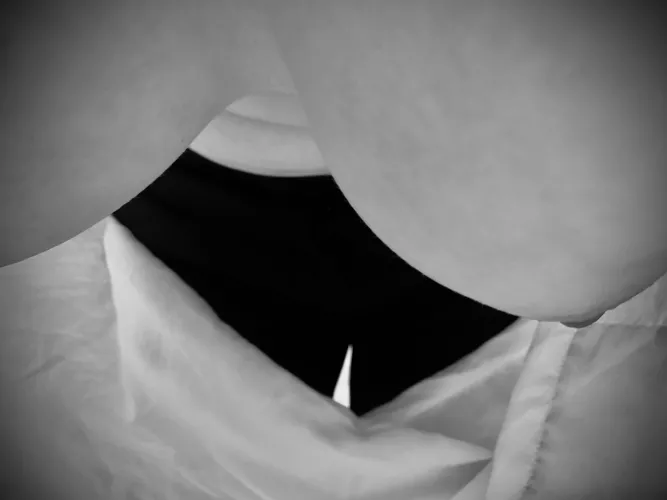 Black and white peek of my gf by ZealousidealEye2544