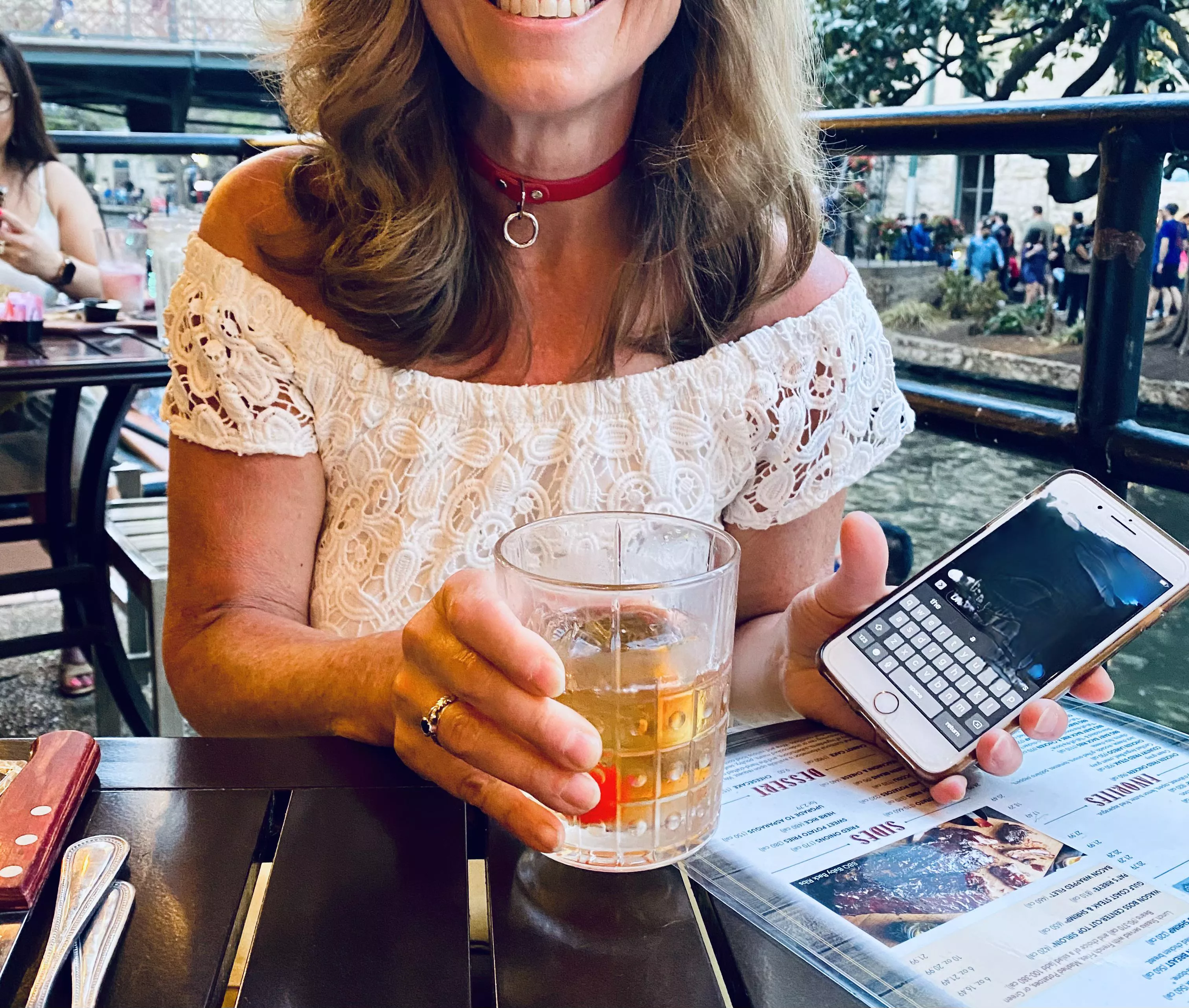 I like this red collar in public because it catches everyone's eye. posted by SallyandAl