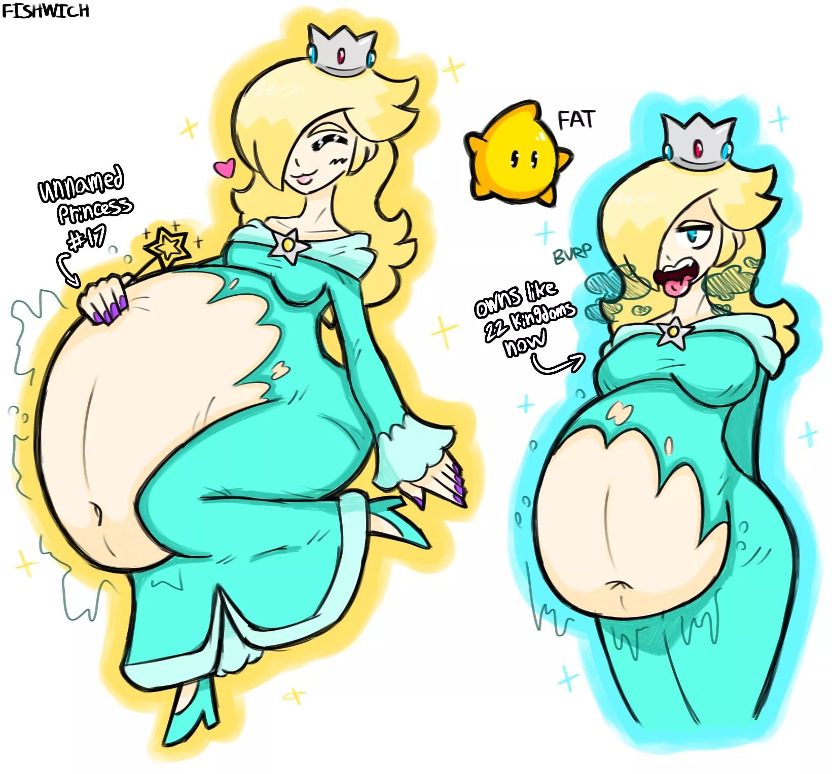 {image} Rosalina (female pred, female prey, digestion, fatal, soft vore, post vore) (OC by me) posted by FishWich_