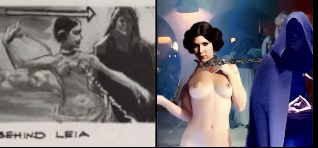Naked Slave Leia storyboard vs recreation (By me) by JabbaTheLover