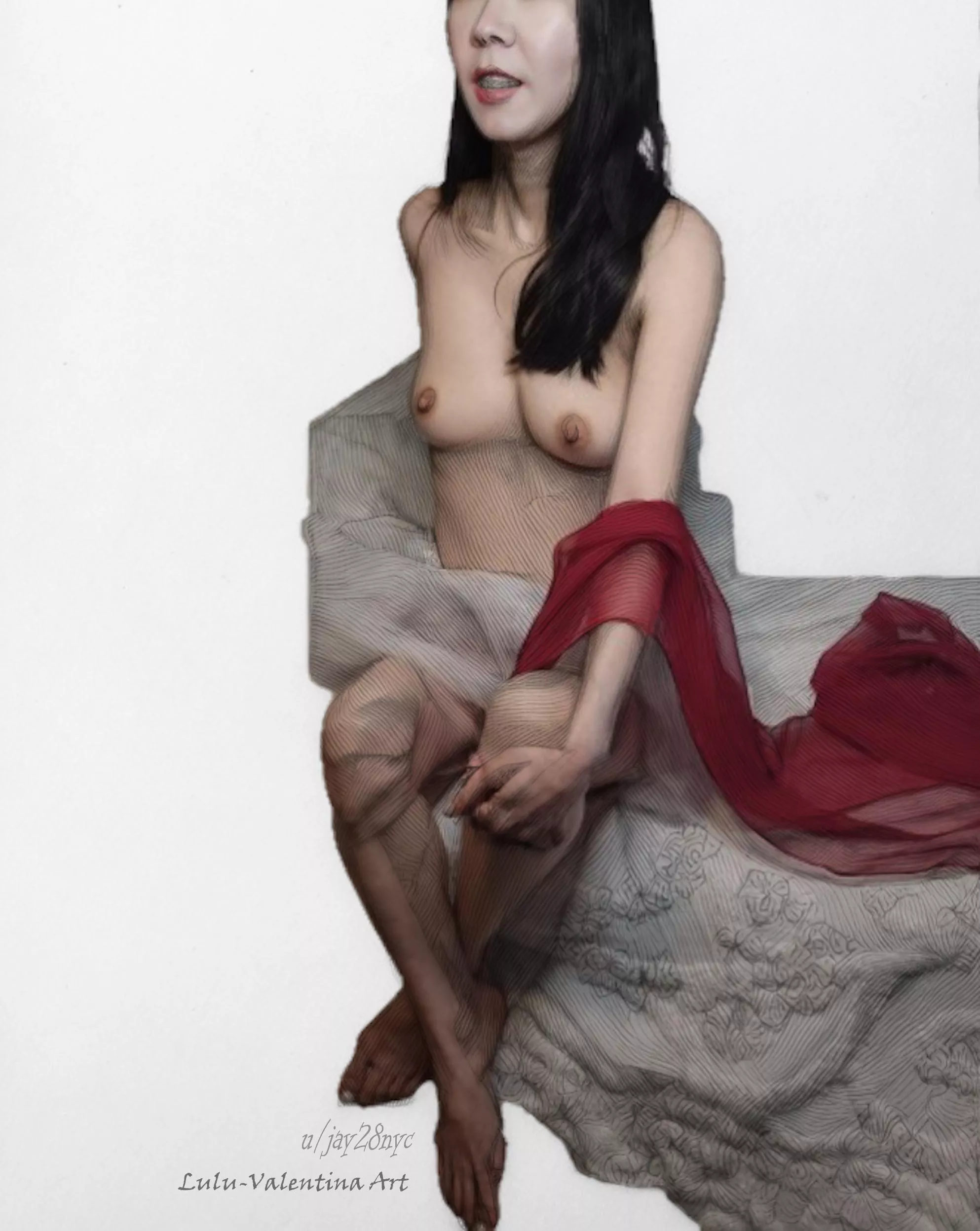 Self portrait, digital sketch and painting (F) [OC] posted by jay28nyc