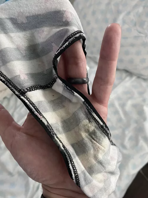 She definitely had a pussy wedgie last night. These were incredibly sticky and gooey. Felt and smelled amazing. Sweet and musky by Fanoflife456321