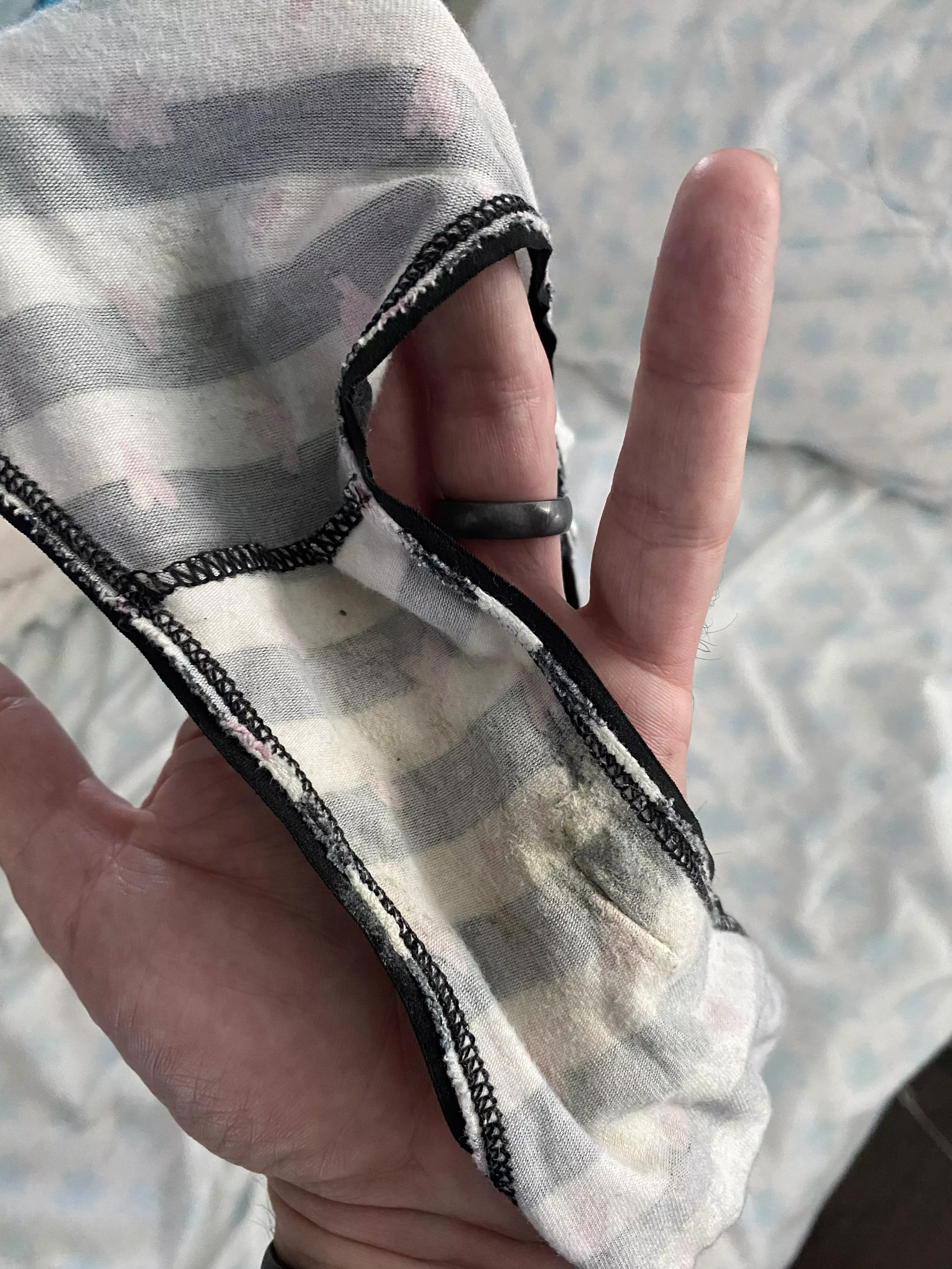 She definitely had a pussy wedgie last night. These were incredibly sticky and gooey. Felt and smelled amazing. Sweet and musky posted by Fanoflife456321