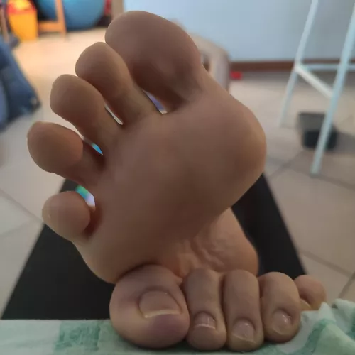 Sweaty soles and toes after yoga need some tongue by uppercountryfeet