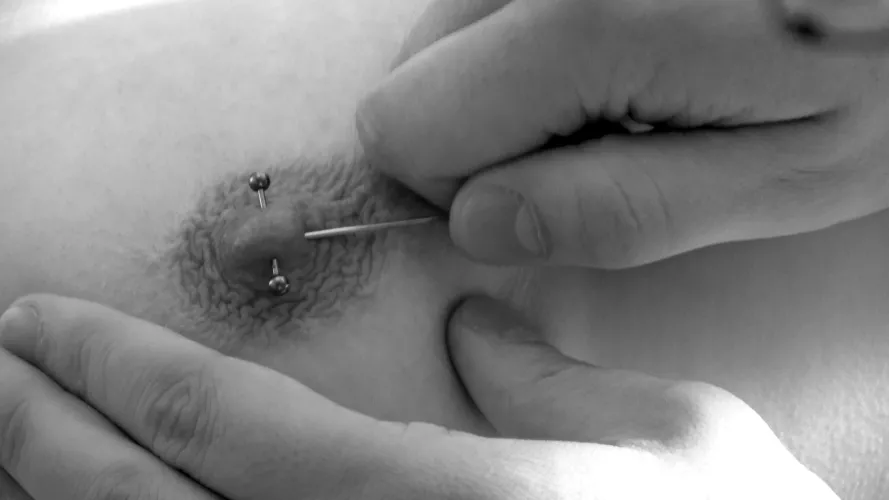 This is me getting my pierced nipple pierced again by ceautytoy