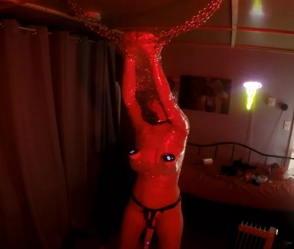 Wireless Milking machines, cock-gag, and forced vibrator. Oh, and a little wrapping, for fun. I collected her pussy juices with a pussy pump, right after this... by DaddyandToyFet