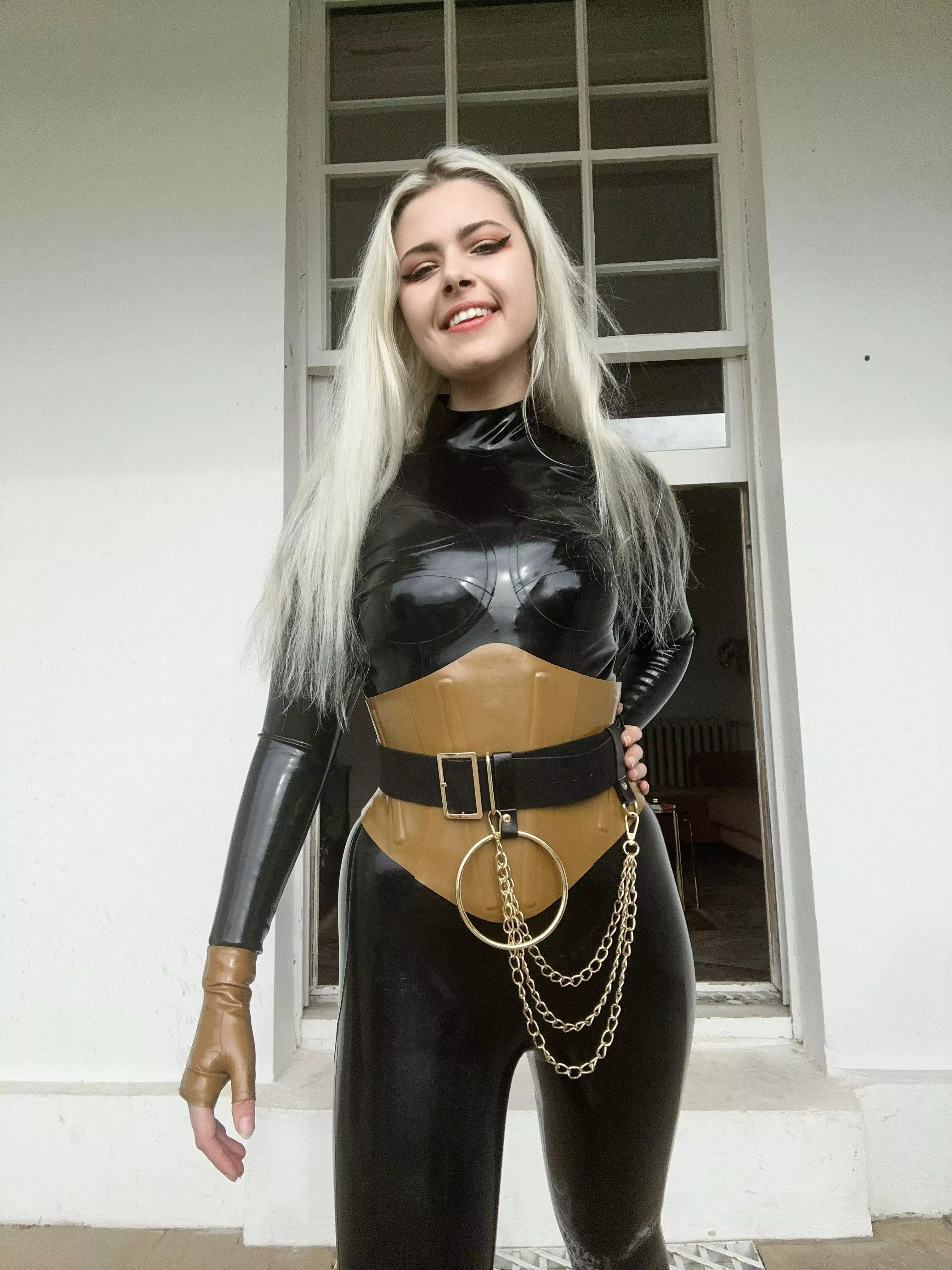 Metallic latex and gold chains, gotta do this more! posted by MistressMercyxoxalt