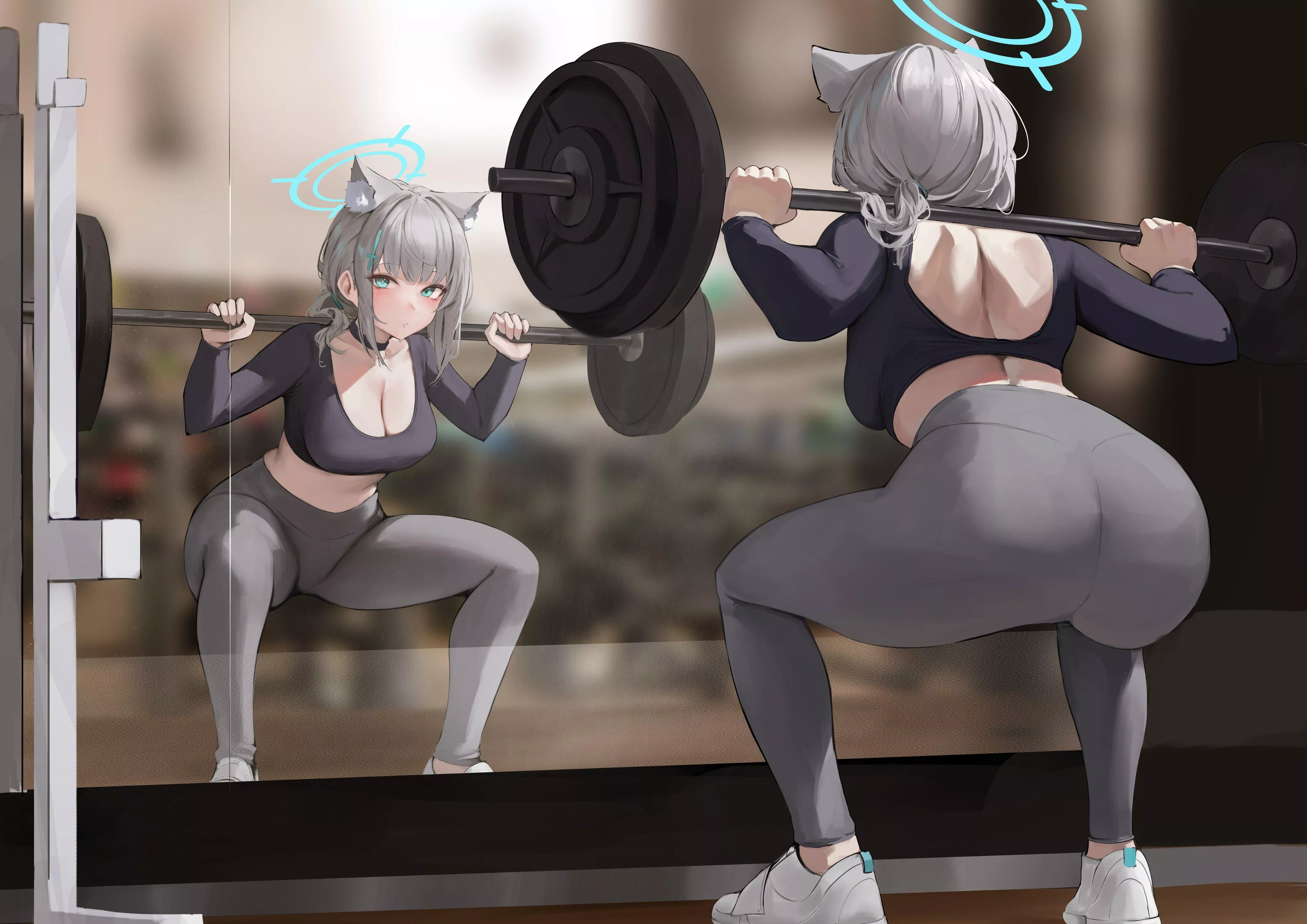 Shiroko doing Barbell Squats [Blue Archive] posted by CheetahSperm18