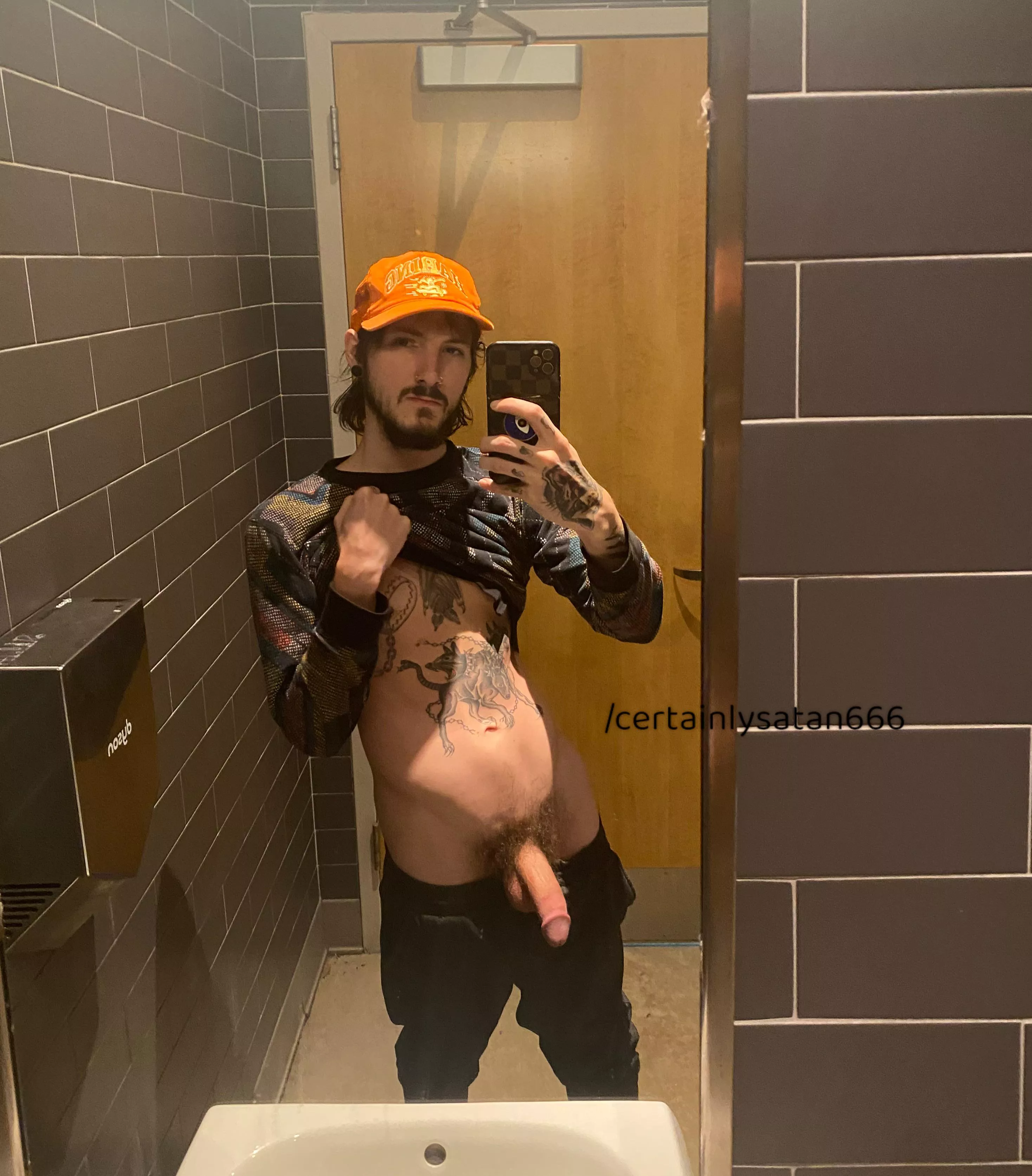 Waiting in the restroom w the door unlocked. 😌 posted by CertainlySatan666