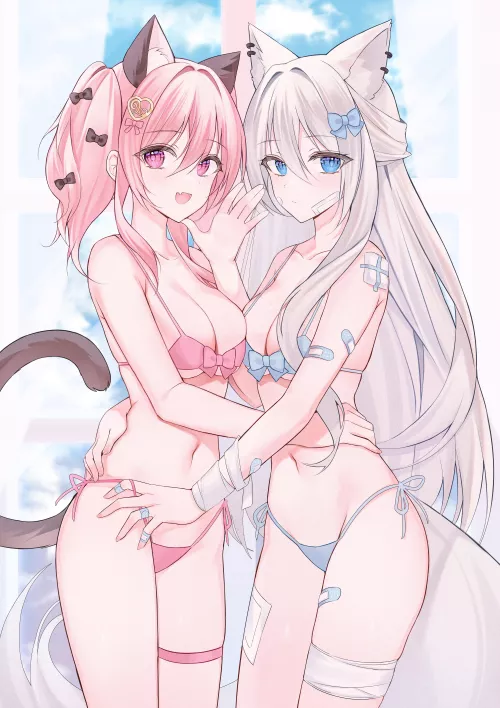 2 cute nekos by feetent