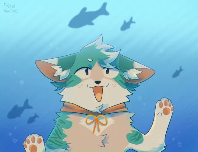Aquarium Days (art by me) Art Fight 2023 by YoshiWolfox