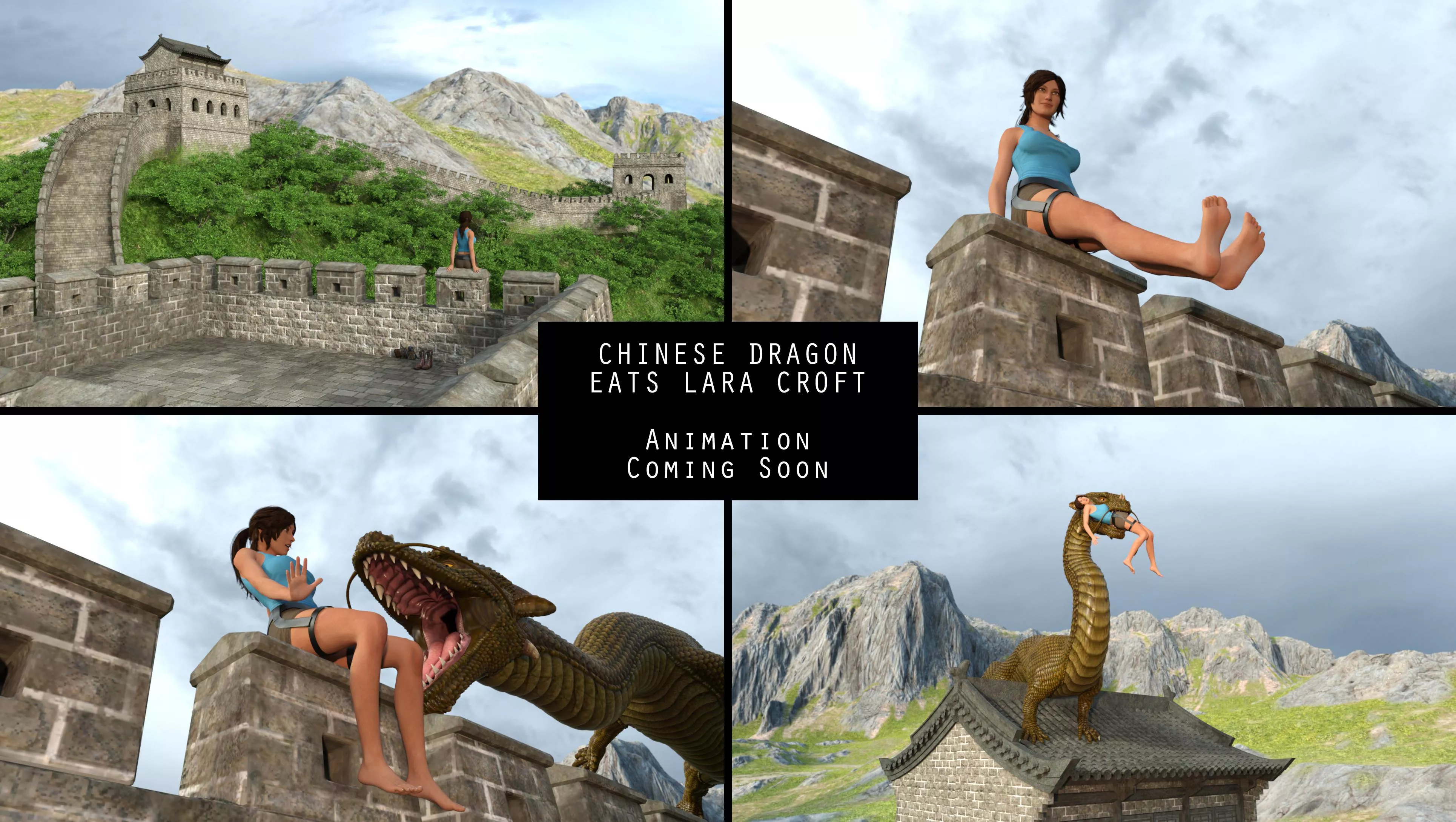 {Image} Chinese Dragon Eats Lara Croft WIP 1/12/24 (?/Dragon)(F/Human)(Soft)(Oral)(unwilling)(nsfw)(OC: WormsignVore Animations) posted by WormsignVore