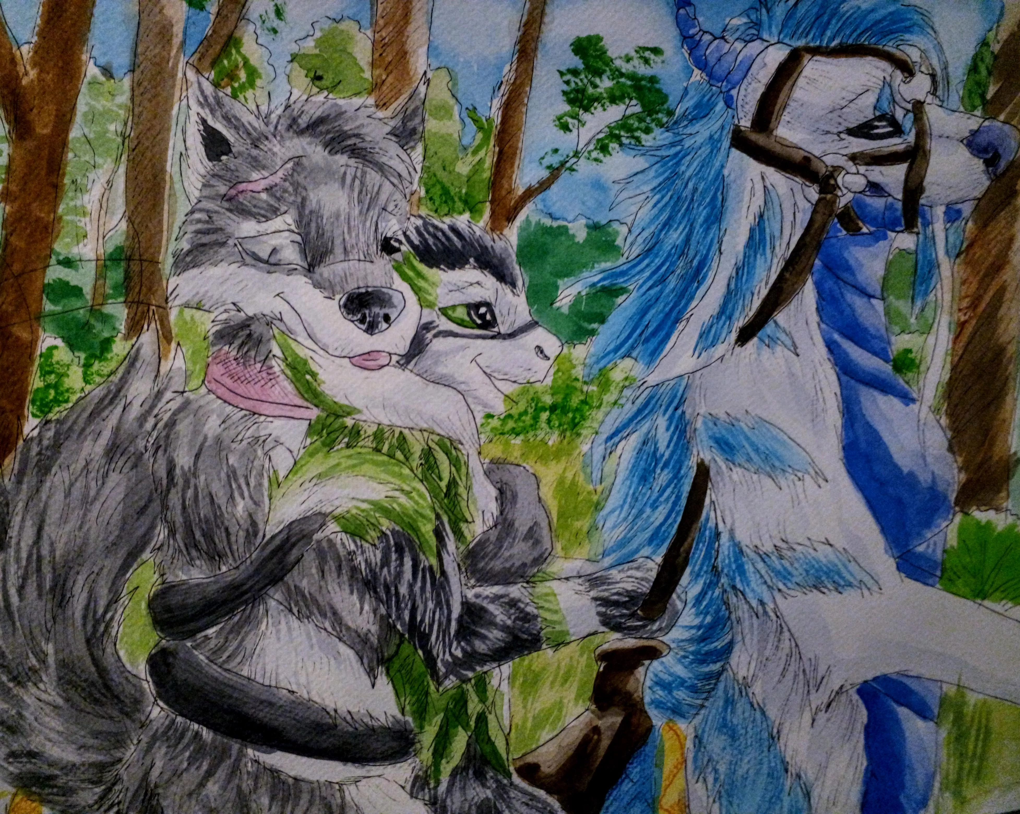 Ride in the forest (watercolor painting by me) posted by Eyfun