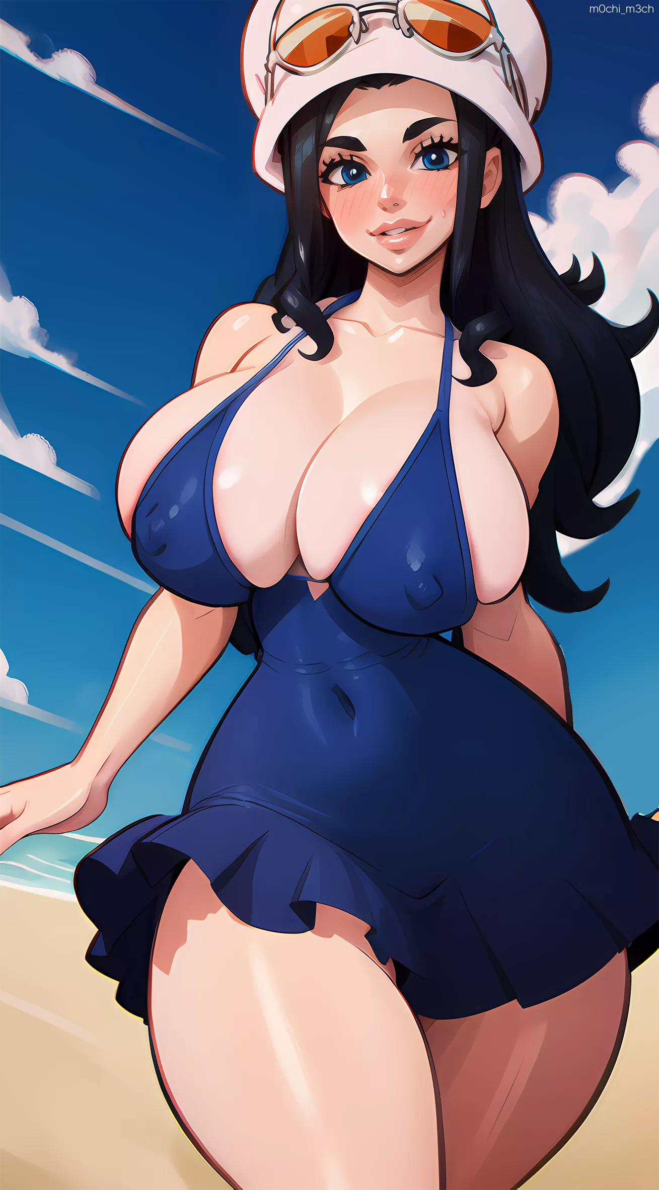 Robin at the beach 💦 posted by m0chi_m3ch