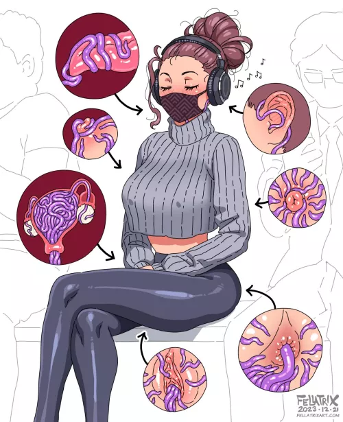 Complete symbiose with a tentacular alien pet (art by Fellatrix) by Pseu-do69