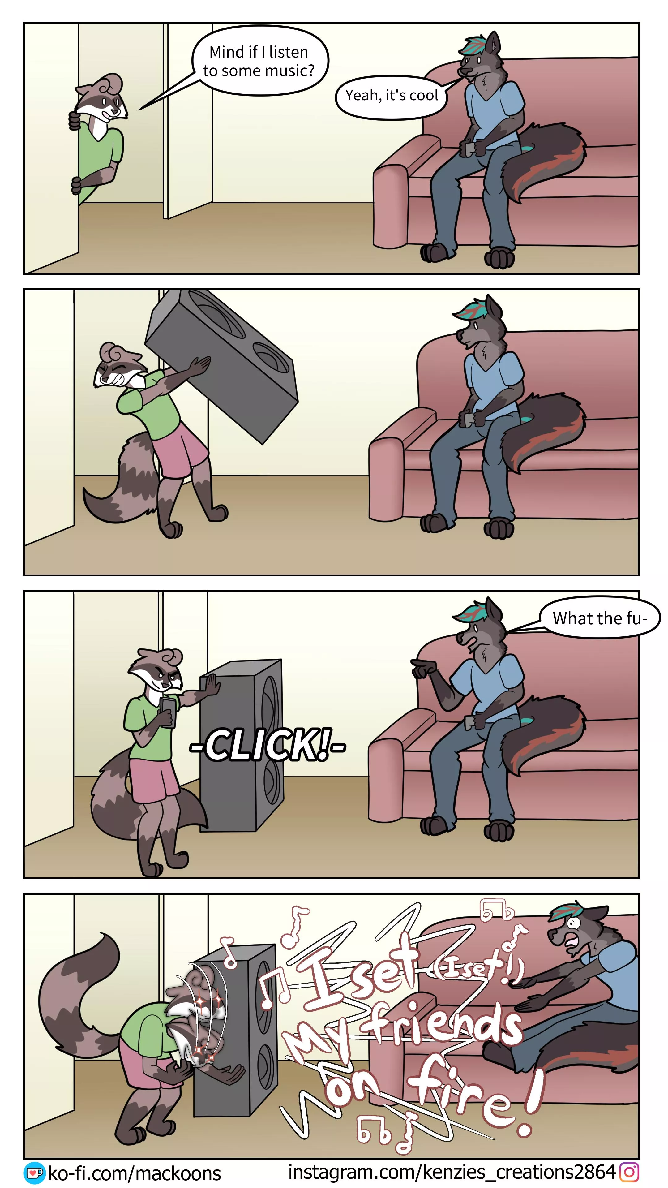 I don't think he likes my music.. Art by me! posted by Western_Pea1011