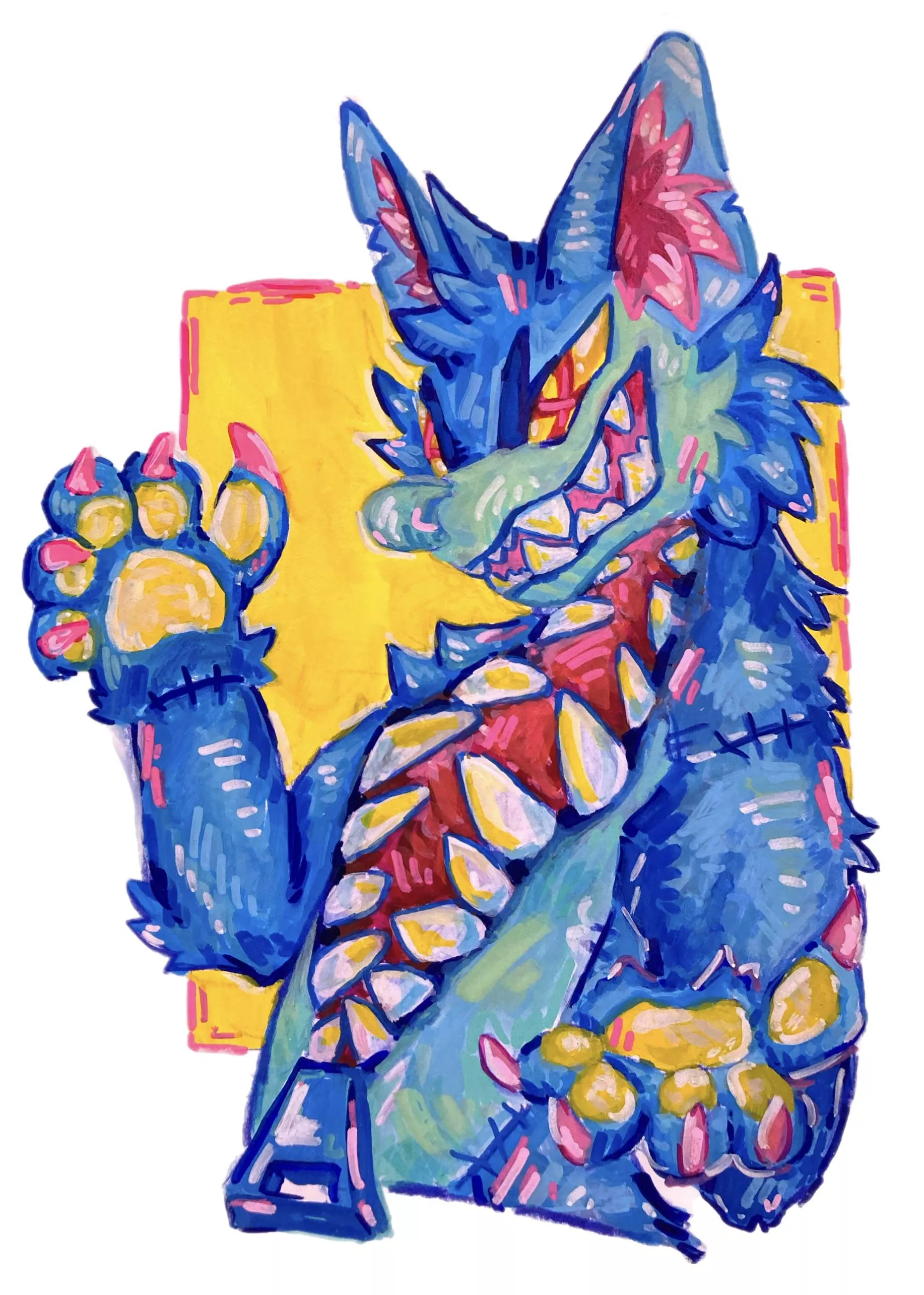 I drew a brightly colored spooky boy! (cartoon gore, no blood) posted by Beneficial-Ranger166