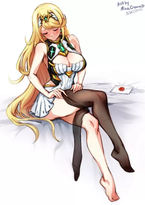Mythra Putting on Tights [Xenoblade Chronicles 2] by AluminiumGnat