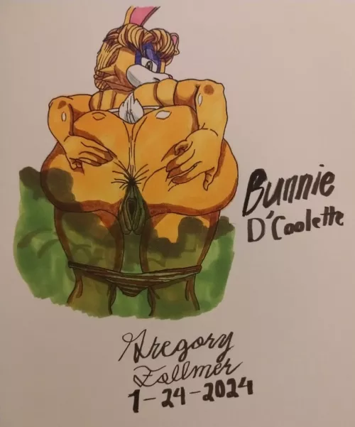 Naked Bunnie D'Coolette with American flag patterned bikini. by AdLegitimate685