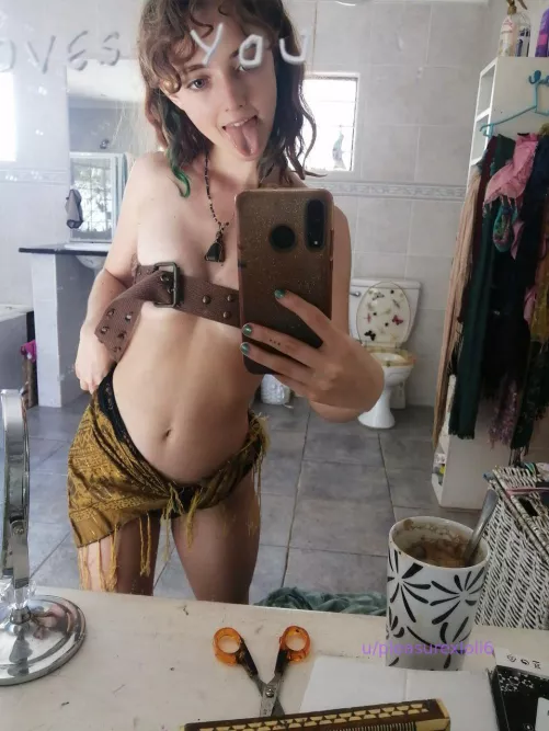 feelin cute while takin a bathroom selfie, wanna untie my belt babe F18 by pleasurexloli6