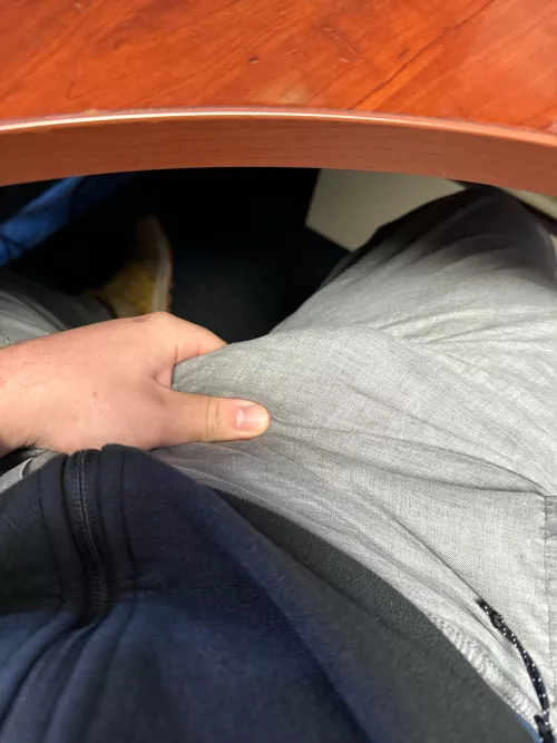 Took this at the office. It’s poking out of my underwear underneath by hornythruhiker