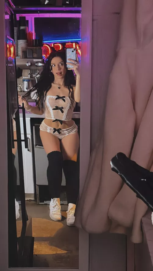 White lingerie definitely looks so good with black ribbons. by FireFishse