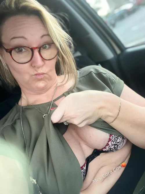 Wonder if the dads could see this lacy bra through my thin top today by Mrs_Cora_Cox