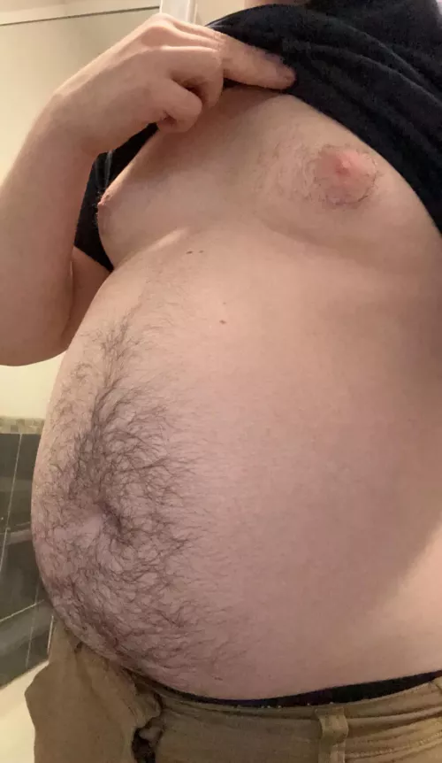 Young guy in sedentary office job put on a gut. by Full-Speed8015