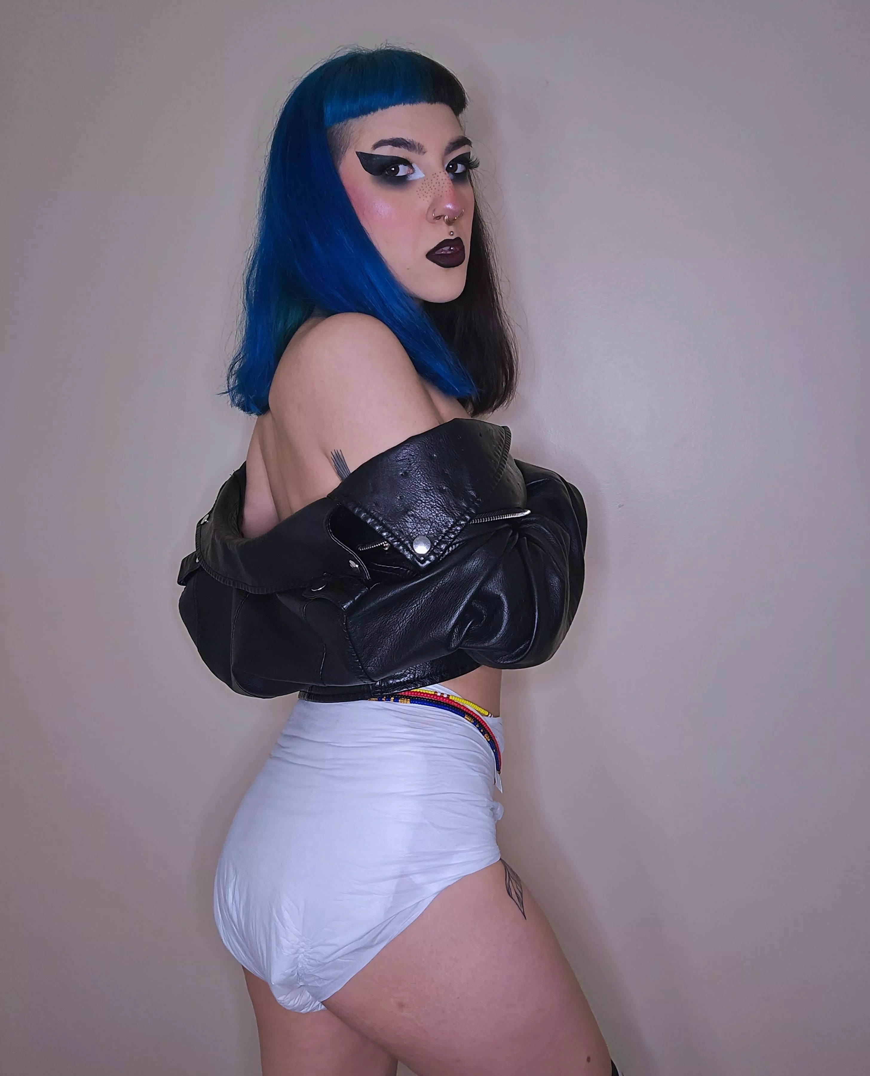 Your fav goth diaper slut now available in blue!! posted by deathcorediva