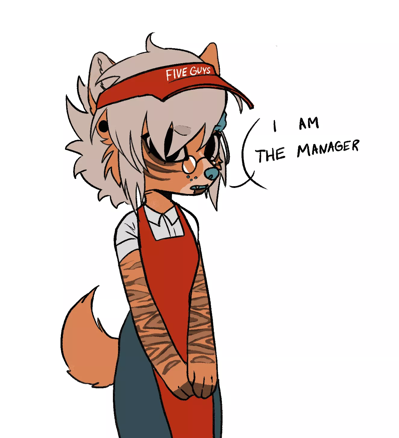 Another day of drawing my fursona in random uniforms! 5 upvotes and I get myself a burger and fries and hope she serves it to me posted by froggylover2002