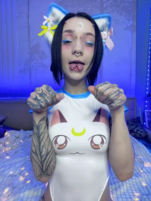 meow I’m a kitty with kitty clothes hehehe let me lick up your milk! by niky_baby