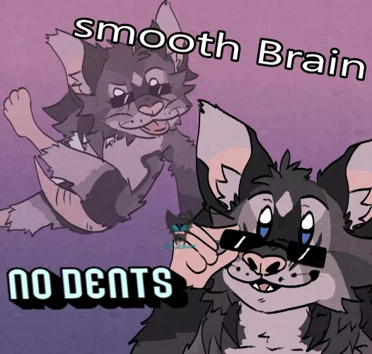 Smooth brain no dents (OC) silly doodle comm by Evilblaver