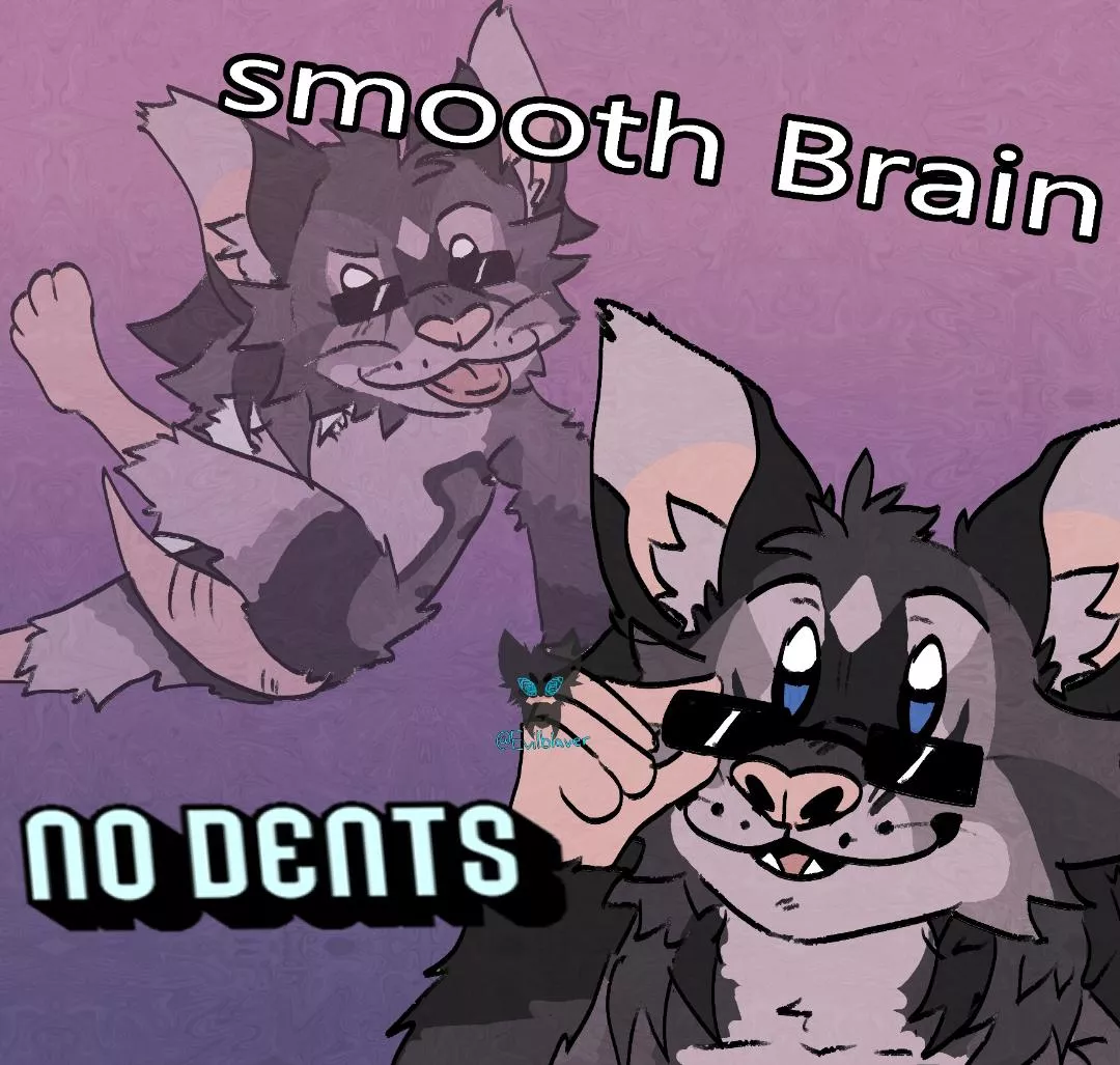 Smooth brain no dents (OC) silly doodle comm posted by Evilblaver