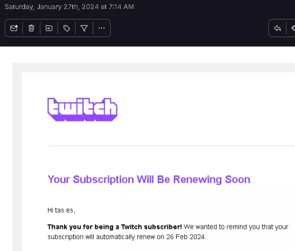 Thank you for the early reminder Twitch Team. by saslikss