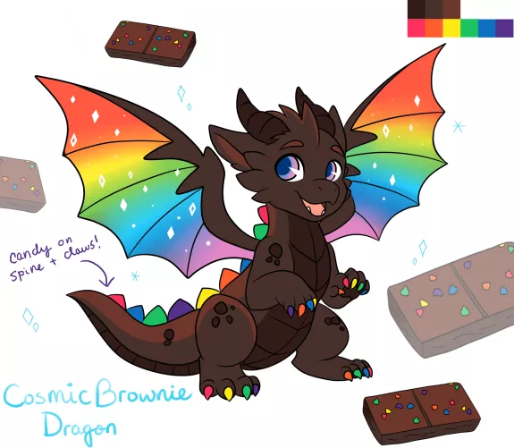 Cosmic Brownie Dragon - Adoptable (Art & Design by Me!) by Glittering-Amount-68
