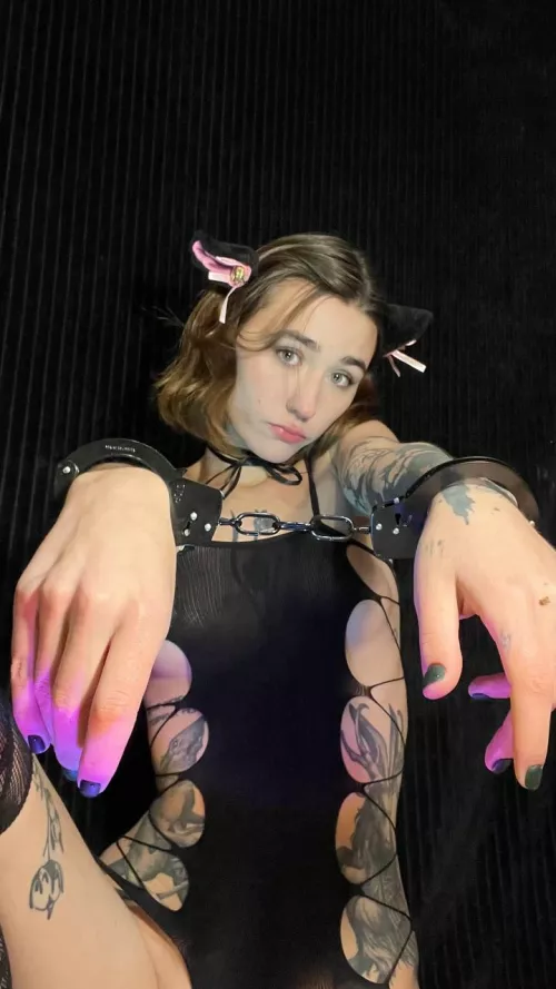 My hands are cuffed, so do whatever you want to me, Master. [F] by PetiteGoddessGirl