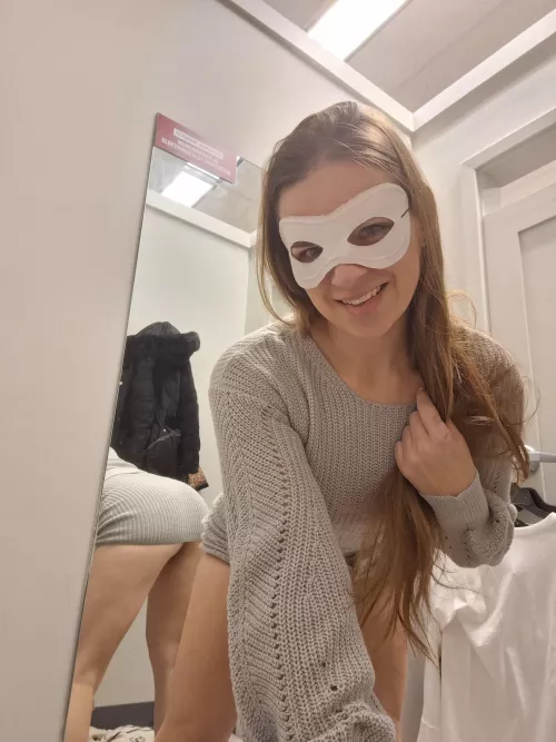Trying on a new sweater dress by MaskedModel4U