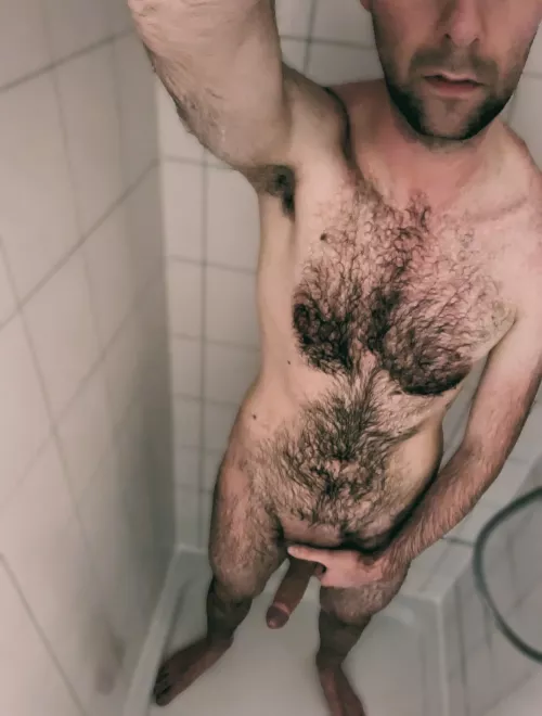 Wet shower chest hair by nerobixx1
