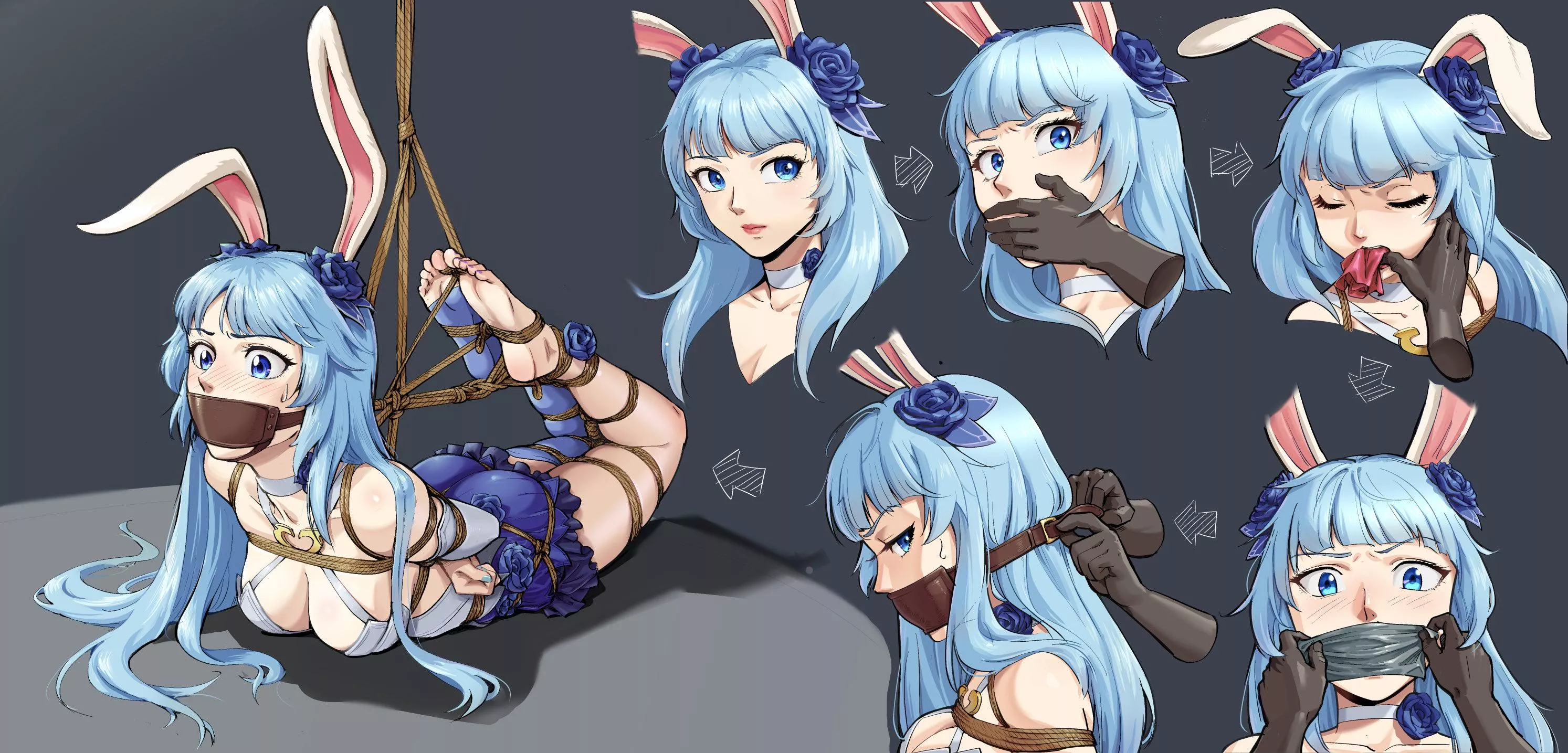 3 layers of gags and a hogtie posted by better-in-bondage